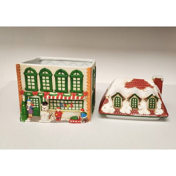 Winter Garland "Christmas Town" Vintage Cookie Jar Toy Shop Village - Picture 8 of 12